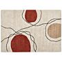 Area Rug Cotton Beige And Red 140 X 200 Cm Abstract Pattern Low Pile