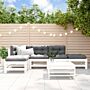 Vidaxl 6 Piece Garden Lounge Set White Solid Wood Pine