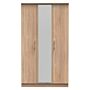 Devon Tall Triple Mirrored Wardrobe In Bardolino Oak