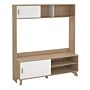 Ikast Tv-wall Unit With 2 Sliding Doors In Jackson Hickory And White