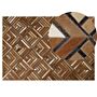 Cowhide Area Rug Brown Leather Patchwork Diamond Geometric Pattern 140 X 200 Cm