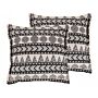 Set Of 2 Cushions Beige And Black Cotton Cover With Filling Square 45 X 45 Cm Boho Rustic Pattern Decorative