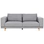 Sofa Grey Polyester Upholstered 3-seater Modern Minimalistic Style Living Room Wide Armrests Cushioned Backrest