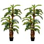 Outsunny Set Of 2 Artificial Plant Tropical Palm In Pot, Fake Plants For Home Decor, 150cm, Green