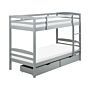 Bunk Bed With Drawers Grey Pine Eu Single Size 3ft 90 X 200 Cm High Sleeper Children Kids Bedroom Ladder Slats