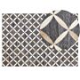 Area Rug Grey And Beige Jacquard Cowhide Leather Geometric Pattern Retro 140 X 200 Cm