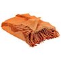 Blanket Orange Cotton 125 X 150 Cm Geometric Pattern Knitted Throw