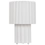 Bedside Table Lamp White Linen Base Fabric Drum Shade 40 Cm