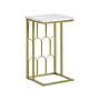 Side Table White With Gold Mdf Iron 30 X 30 Cm Metal Legs Square Top