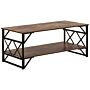 Coffee Table Dark Wood Top Black Metal Frame Shelf 120 X 60 Cm Industrial Style Particle Board Top