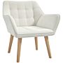 Homcom Accent Chair, Arm Chair With Wide Arms, Slanted Back, Thick Padding And Rubber Wooden Legs For Living Room, Cream White | Aosom Uk