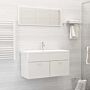 Vidaxl Bathroom Furniture Set High Gloss White Engineered Wood