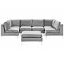 Modular Sofa Grey Velvet U Shape 6 Seater With Ottoman Silver Metal Legs Glamour Style Beliani