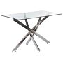 Dining Table Silver Tempered Glass Top Rectangular 120 X 70 Cm 4 Person Capacity