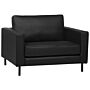 Armchair Black Split Leather Minimalistic Living Room Accent Chair Black Legs Track Arm