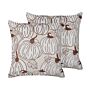 Set Of 2 Decorative Cushions Velvet 45 X 45 Cm Pumpkin Pattern Square Modern Minimalist Autumn