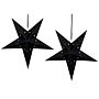 Set Of 2 Star Lanterns Black Velvet Paper 60 Cm Hanging Christmas Home Decororation Seasonal Festive