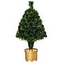 Homcom 2ft Prelit Artificial Christmas Tree Fiber Optic Led Light Holiday Home Xmas Decoration Table Decor With Multi-color Lights, Green