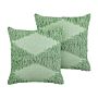 Set Of 2 Decorative Cushions Green Cotton 45 X 45 Cm Geometric Pattern