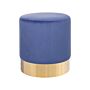 Footstool Blue Velvet Round Dressing Pouffe Glam Stool With Gold