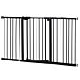 Pawhut Retractable Pet Safety Gate Dog Barrier Home Doorway Corridors Room Divider Stair With 3 Extensions And Adjustable Screws Black 76.2 X 152.3 Cm