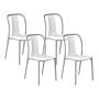 Set Of 4 Garden Chairs White And Grey Synthetic Material Stacking Armless Outdoor Patio