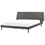 Bed Frame Grey Faux Leather Upholstery Eu Super King Size 6ft Modern Design Tufted Headboard