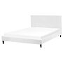 Eu King Size Panel Bed 5ft3 White Velvet Slatted Frame