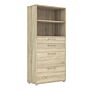 Prima Bookcase 1 Shelf With 2 Drawers + 2 File Drawers In Oak