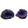 Coloured Calsite Geodes - Black Rock - Turqoise / Purple