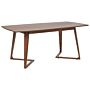 Dining Table Dark Wood Walnut Veneered Mdf Rubberwood Stable Base