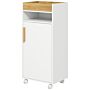 Kleankin Bathroom Cabinet With Wheels, Bathroom Storage Cabinet With Cushioned Door, Removable Tray, Open Compartment And Adjustable Shelves For Washroom, White