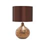 Table Lamp Brown Porcelain Faux Silk Drum Shade 43h Cm