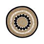 Jute Area Rug Beige Black Round 120 Cm Braided Natural