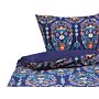 Duvet Cover And Pillowcase Set Dark Blue Cotton 155 X 220 Cm Floral Pattern Bedroom Linen Duvet Set