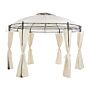 Gazebo Beige Fabric Black Steel Frame Round 368 Cm