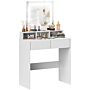 Homcom Dressing Table With Mirror And Led Lights, Vanity Table With 2 Drawers, 3 Compartments, 3 Colour Lighting, For Bedroom, Modern Dresser Makeup Desk For Women And Girls, White