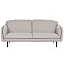 3 Seater Sofa Light Grey Fabric Soft Metal Legs Black Decorative Edging Retro Glam Art Decor Style