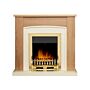 Adam Chilton Fireplace In Oak & Cream With Blenheim Electric Fire In Brass, 39 Inch