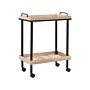 Kitchen Trolley Black Metal Light Wood 69 Cm With Tray Top Shelf And Castors Industrial