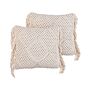 Decorative Cushion Set Of 2 Beige Cotton Macramé 45 X 45 Cm With Tassels Rope