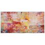 Area Rug Carpet Multicolour Polyester Fabric Abstract Pattern Rubber Coated Bottom 80 X 150 Cm