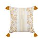 Scatter Cushion Yellow And White 45 X 45 Cm Hand Block Print Removable Covers Zipper Floral Pattern