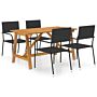 Vidaxl 5 Piece Garden Dining Set Black