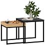 Homcom Set Of Two Boxy Nesting Tables - Black/wood-effect