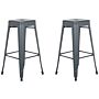 Set Of 2 Bar Stools Greysteel 76 Cm Stackable Counter Height