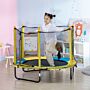 Homcom 4.6ft / 55 Inch Kids Trampoline With Enclosure Safety Net Pads Indoor Trampolines For Child 3-10 Years Old, Yellow