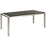 Garden Dining Table Black Aluminium Frame For 6 People 180 X 90 Cm