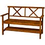 Outsunny Wooden Garden Bench, 2-seater Outdoor Bench With Storage Shelf, Backrest, Armrests And Slat Seat, Carbonized