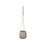 Hanging Plant Pot Taupe Fibre Clay ⌀ 20 Cm Round Jute String Flower Pot Embossed Pattern